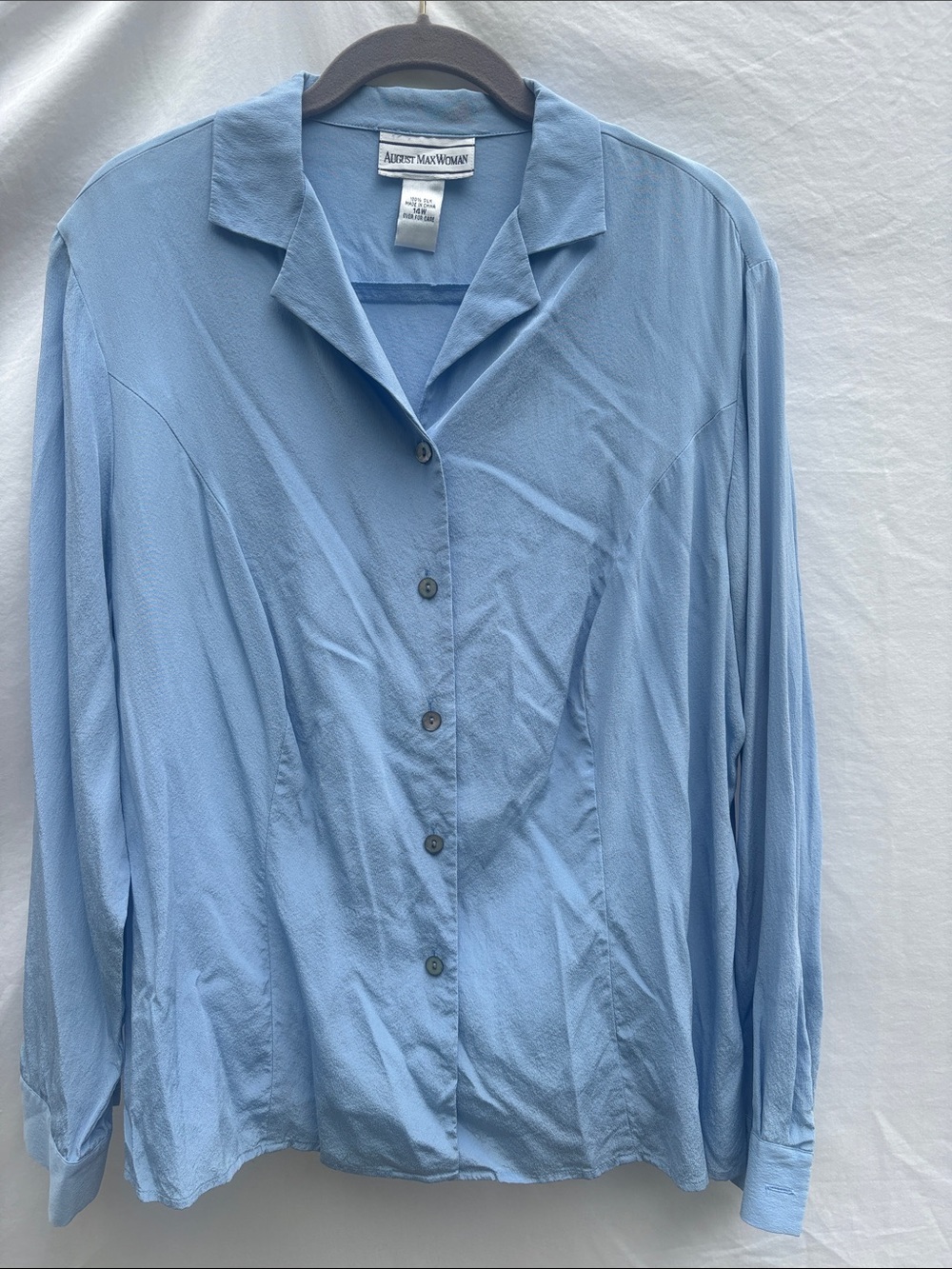 August Max Blue Button-Down Women's Shirt